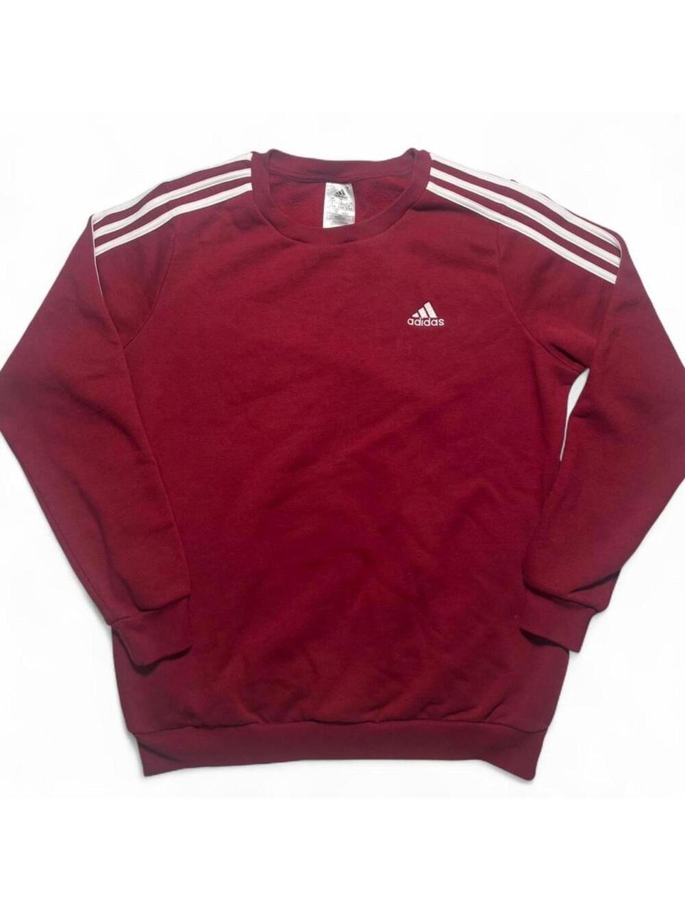adidas Women's Essentials 3-Stripes Fleece Sweatshirt, Victory Crimson, Size 1X